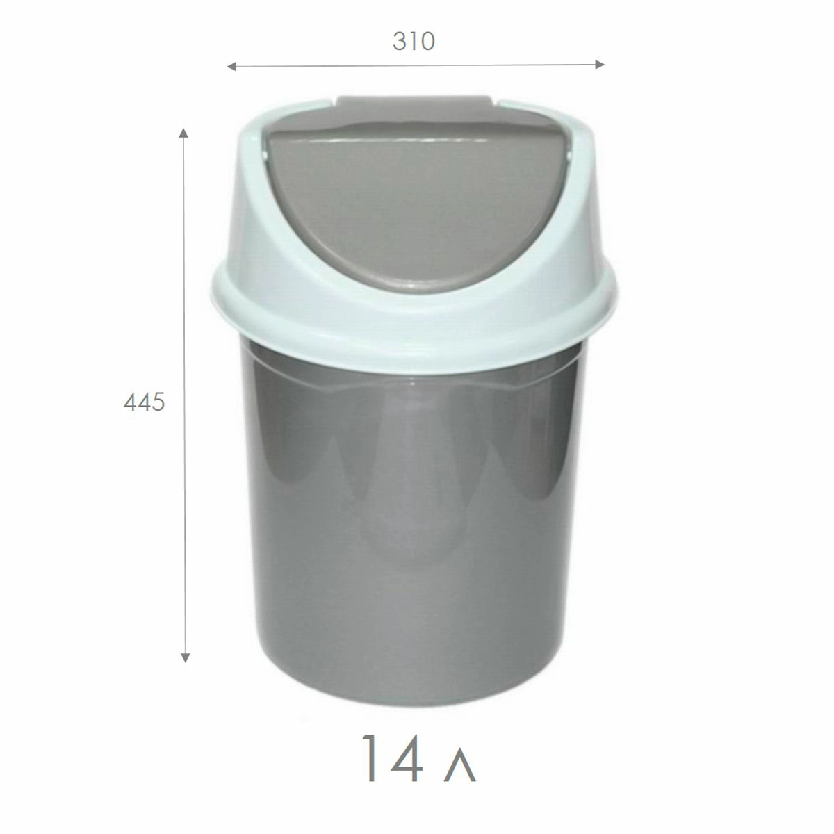 Ведро для мусора Виолет с подвижной крышкой 14л, серо-белый фото 2