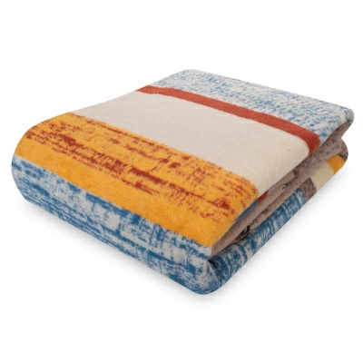 Полноразмерное изображение Плед 150x200см Pappel Cotton, голубой с бежевым